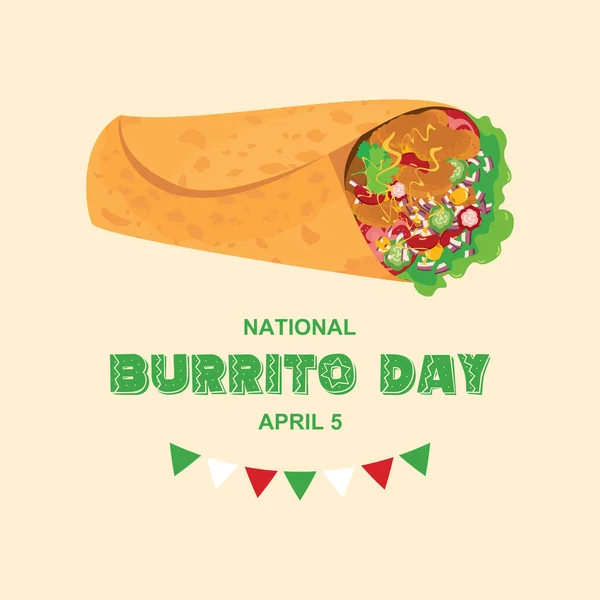 Εθνική Ημέρα Μπουρίτο Διάνυσμα Burrito Γεμιστό Κρέας Και Λαχανικά Διάνυσμα — Διανυσματικό Αρχείο