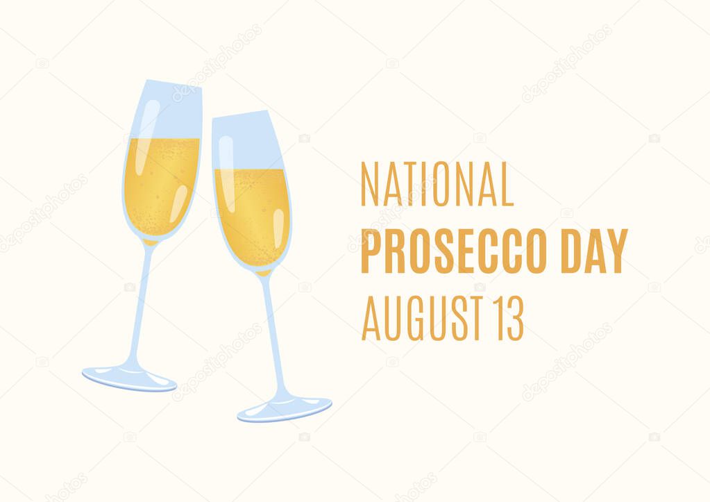 Día Nacional del Prosecco vector. Vasos de vino espumoso icono vector