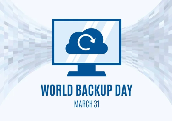 World Backup Day Вектор Резервних Комп Ютерних Даних Монітор Завантаженням — стоковий вектор