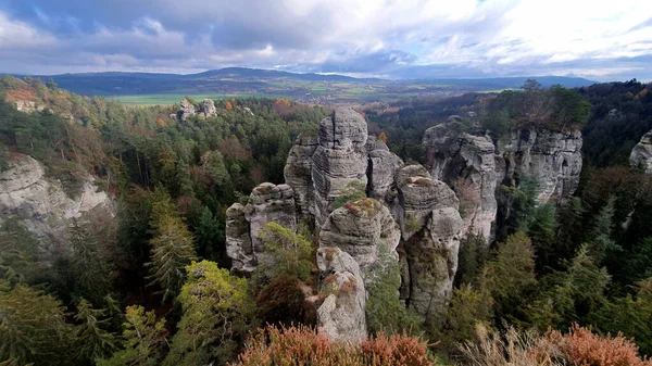 Böhmisches Paradies Schöne Landschaft Der Tschechischen Republik Archivbilder Sandsteinfelsen Böhmischen — Stockfoto