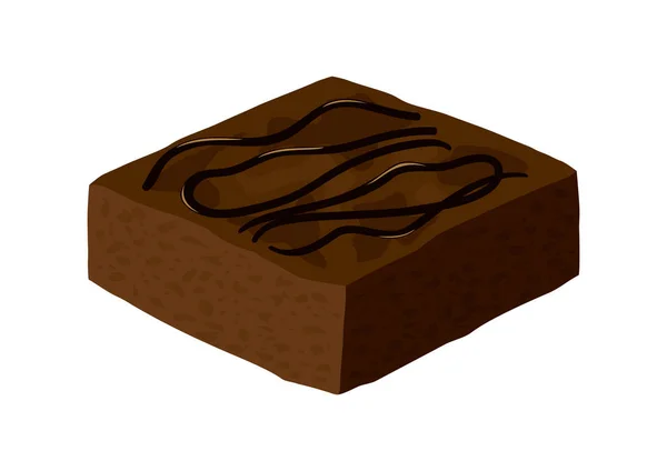 Torta Cioccolato Brownie Una Fetta Vettore Icona Icona Pasticceria Dolce — Vettoriale Stock