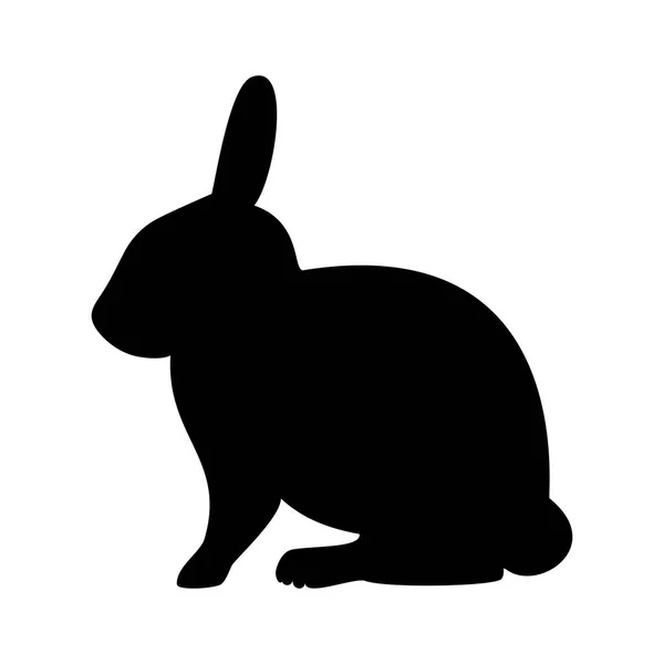 Rabbit Vue Côté Silhouette Icône Vecteur Vecteur Silhouette Lapin Noir — Image vectorielle