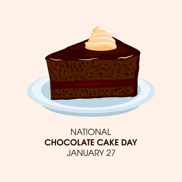 День Національного Дня Шоколадного Торта Шматок Шоколадного Пирога Збитими Вершками — стоковий вектор