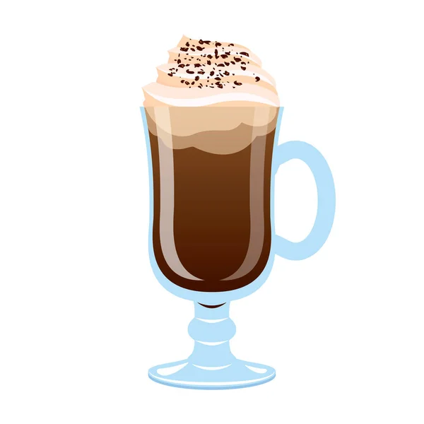Irische Kaffeetasse Mit Schlagsahne Symbolvektor Glas Irischer Kaffee Cocktail Ikone — Stockvektor