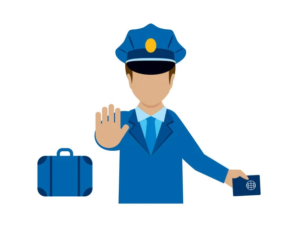 Customs Officer Man Uniform Passport Icon Vector Security Guard Male — Stockvektor