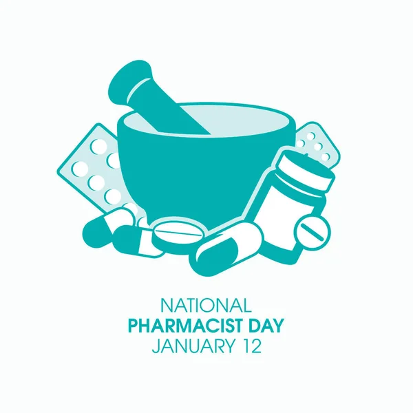 Εθνική Ημέρα Φαρμακοποιών Διάνυσμα Φαρμακευτικό Κονίαμα Και Γουδοχέρι Και Διάφορα — Διανυσματικό Αρχείο