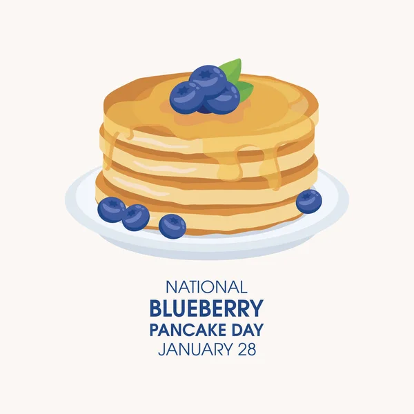 National Blueberry Pancake Day Vector Pancakes Blueberries Syrup Icon Vector — стоковий вектор