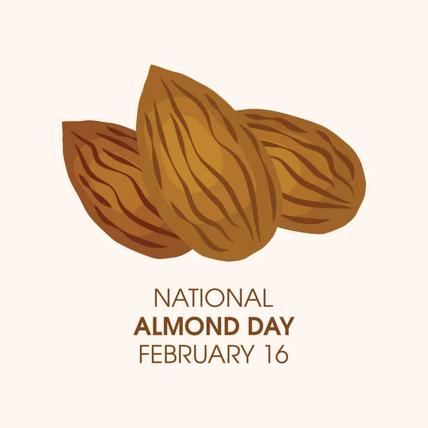 내셔널 아몬드 아몬드 아이콘 Almond Day Poster February — 스톡 벡터