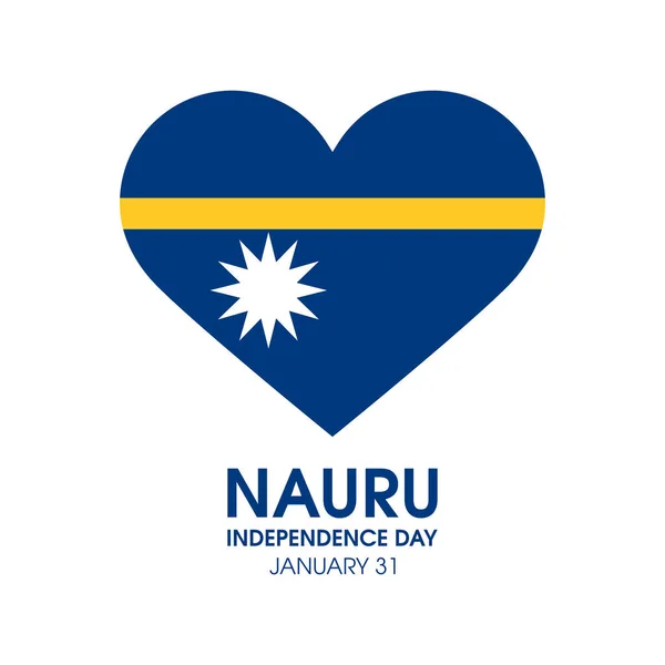 Nauru Independence Day Vector Flag Nauru Heart Shape Isolated White — стоковий вектор
