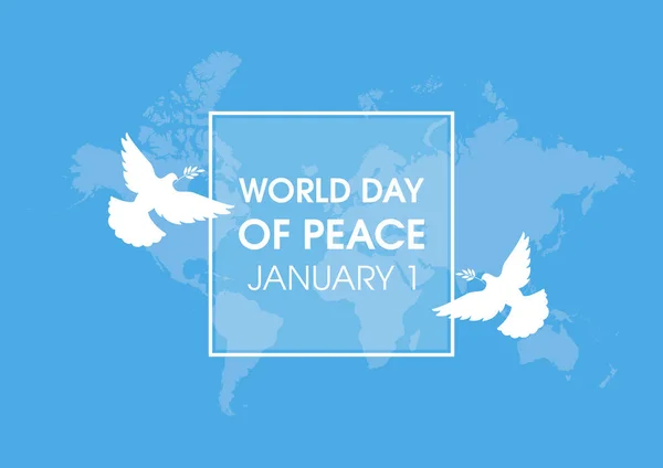 World Day Peace January Vector World Map Blue Silhouette Vector — Stock Vector