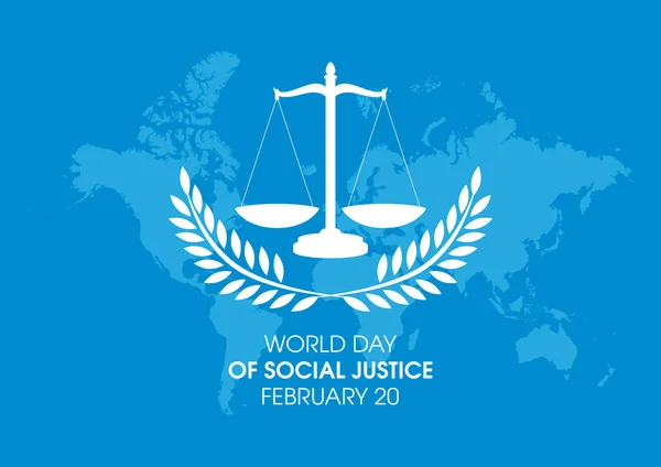 World Day Social Justice Vector Judicial Weight White Silhouette Icon — Stock Vector