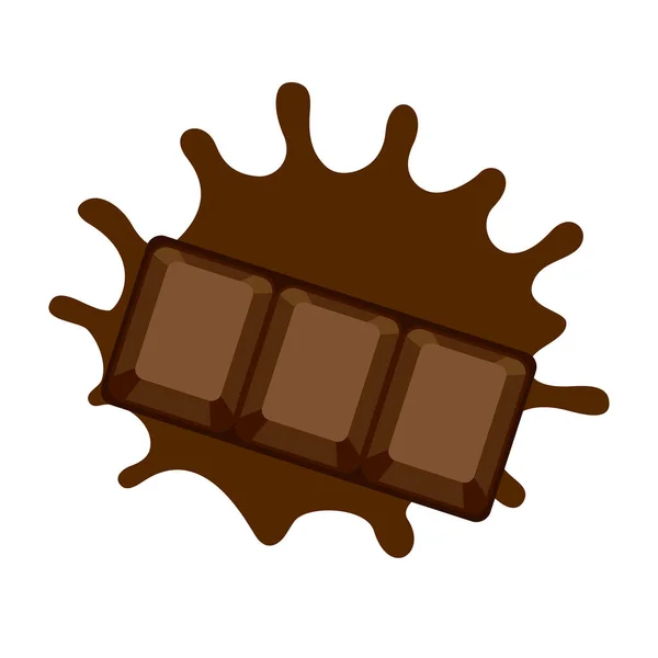 Schokoriegel Mit Geschmolzener Vollmilchschokolade Splash Symbol Für Milchschokolade Isoliert Auf — Stockvektor