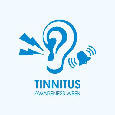 Tinnitus Farkındalık Haftası vektörü. Kulak çınlaması olan bir insan kulağı. Kulaklarda çınlama vektörü. Önemli bir gün.