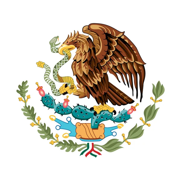 Bandera México Detalle Icono Vector Aislado Sobre Fondo Blanco Escudo — Archivo Imágenes Vectoriales