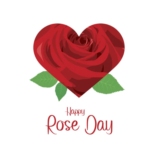 Tarjeta Felicitación Happy Rose Day Con Rosa Roja Vector Forma — Vector de stock