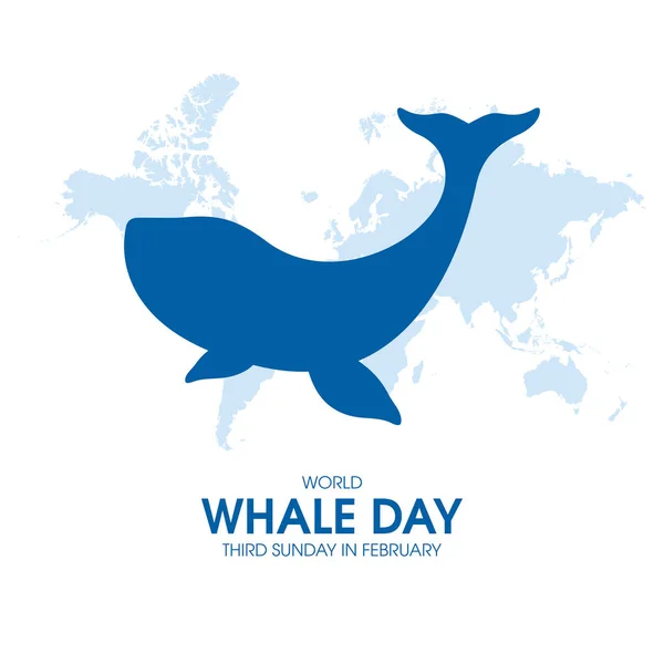 Vetor Dia Mundial Baleia Sílhueta Azul Baleia Vetor Mapa Mundo —  Vetores de Stock