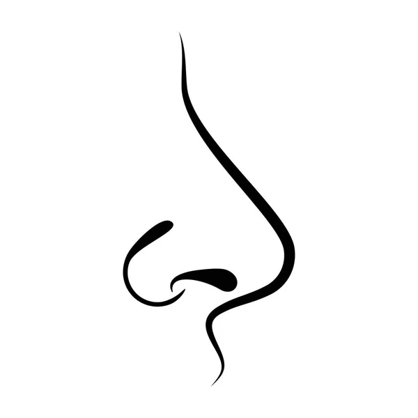 Nose Profile Simple Icon Vector Nose Side Profile Black Silhouette — Stock Vector