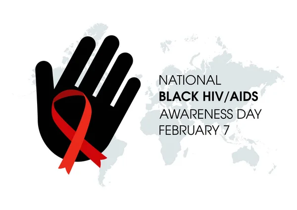 National Black Hiv Aids Awareness Day Vektor Červená Stuha Vědomí — Stockový vektor