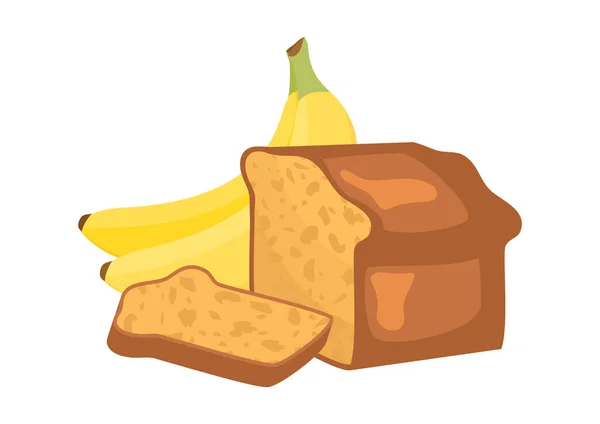 Сладкий Банановый Хлеб Банановым Вектором Икона Свежего Бананового Хлеба Выделена — стоковый вектор