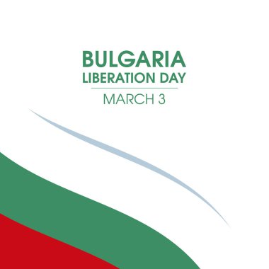 Bulgaristan Kurtuluş Günü vektörü. Beyaz zemin üzerinde izole edilmiş Bulgaristan Bayrağı simgesi taşıyıcısı. Bulgaristan ulusal bayramı, 3 Mart. Önemli bir gün.