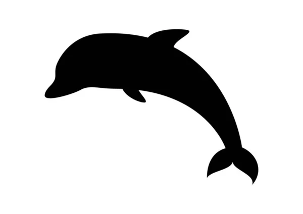 Jumping Delphin Meerestier Schwarze Silhouette Symbol Vektor Meeressäugetier Überträger Delfin — Stockvektor