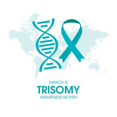 March, Ayın Üçlü Farkındalık vektörü. İnsan DNA 'sı ve kurdele ikonu vektörü. Genetik bozukluk farkındalık kurdelesi vektörü