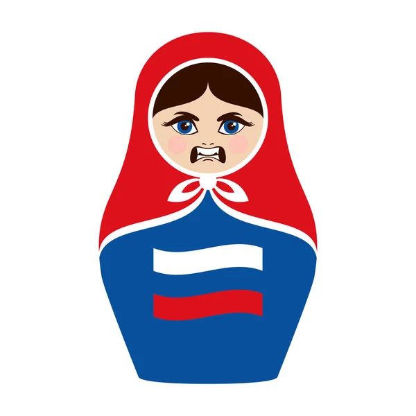Aggressive Russische Matrjoschka Puppe Symbol Vektor Böse Matrjoschka Mit Russischem — Stockvektor