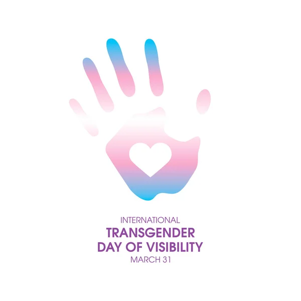 Международный День Трансгендерного Вектора Видимости Отпечаток Ладони Цветами Вектора Значка — стоковый вектор