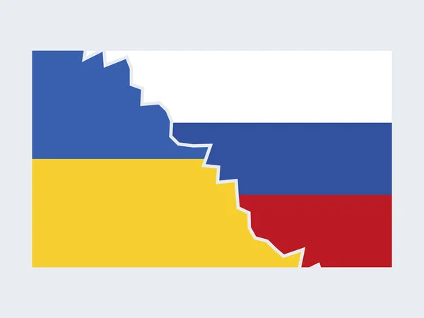 Elszakadt Ukrán Orosz Zászló Ikon Vektor Oroszország Ukrán Háborús Konfliktus — Stock Vector