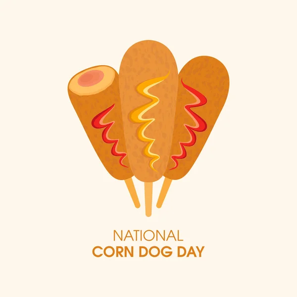 National Corn Dog Day Vektor Kukuřičný Pes Kečupem Vektorem Hořčice — Stockový vektor