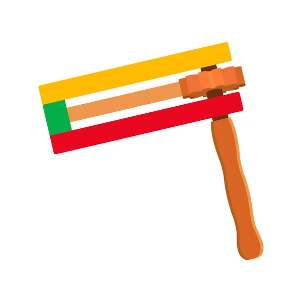 Purim Grogger Traditionele Noisemaker Icon Vector Kleurrijke Hout Purim Ratelslang — Stockvector