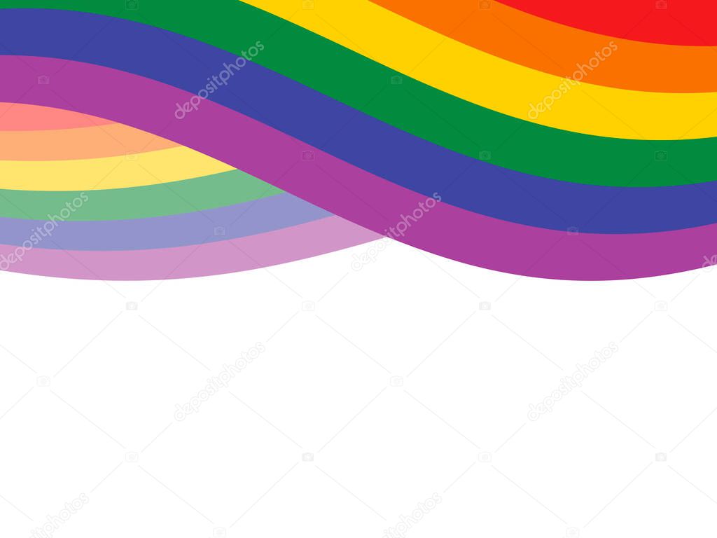 Waving abstract LGBT pride flag frame icon vector. LGBT flag design element isolated on a white background. LGBT rainbow pride flag shape vector. LGBTQIA symbol border