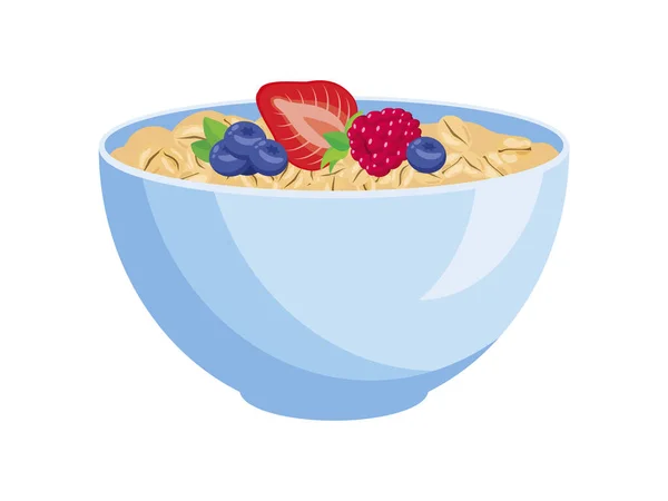 Bowl Oatmeal Berries Icon Vector Healthy Cereal Breakfast Fruits Icon — Stock Vector