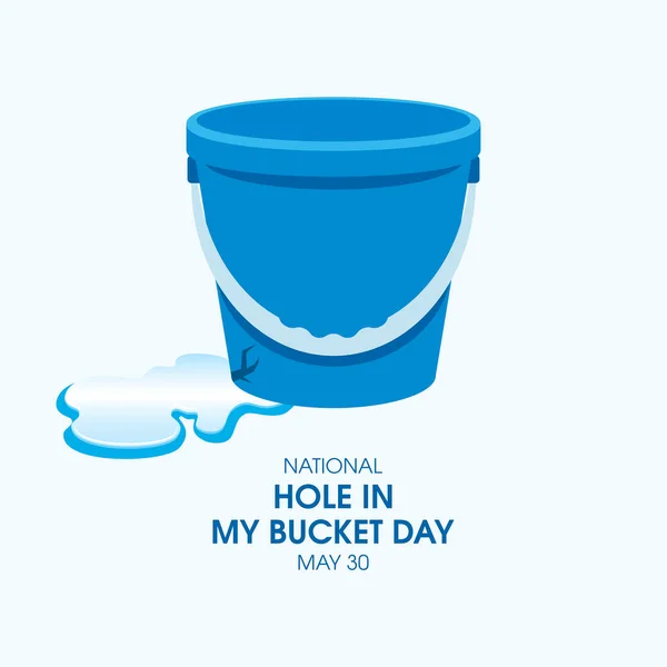 National Hole Bucket Day Vector Cracked Blue Plastic Bucket Icon — ストックベクタ
