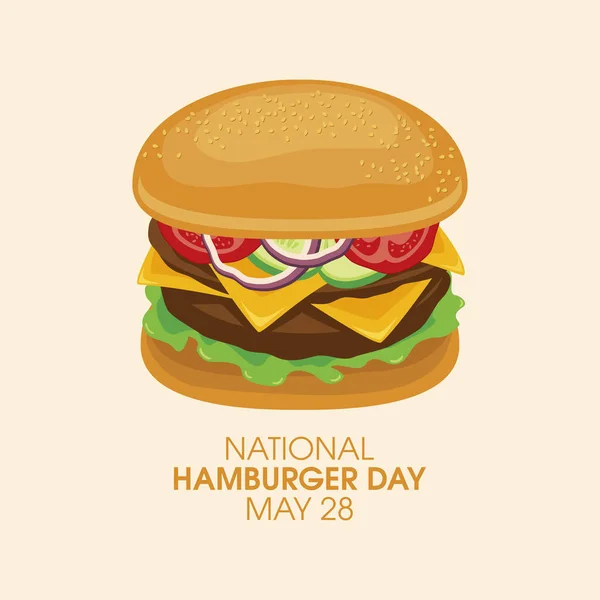 National Hamburger Day Plakát Velkým Burger Ikon Vektor Lahodný Čerstvý — Stockový vektor