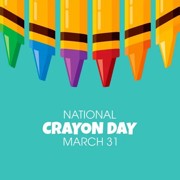 National Crayon Day Vector Set Colored Crayons Icon Vector Crayon — ストックベクタ