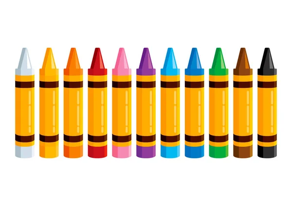 Satır Simgesi Vektöründe Renkli Boya Kalemleri Renkli Pastel Boya Simgeleri — Stok Vektör