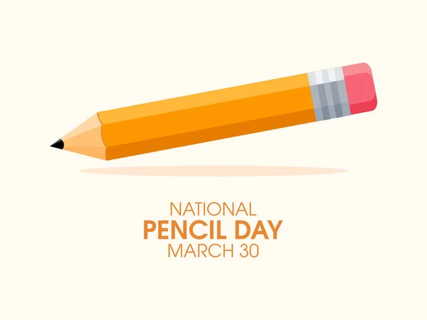 National Pencil Day Plakát Vektorem Kreslicího Nástroje Jedna Tužka Gumovým — Stockový vektor