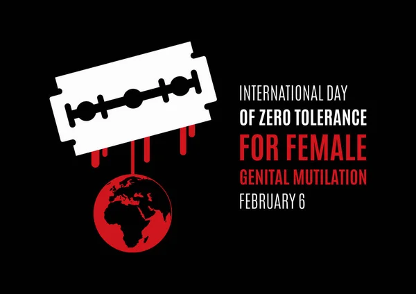 Uluslararası Kadın Genital Kesme Vektörüne Sıfır Hoşgörü Günü Kan Vektörlü — Stok Vektör