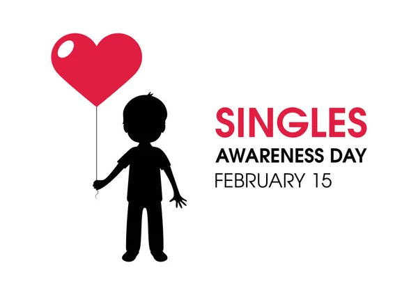 Singles Awareness Day Vetor Menino Segurando Vetor Ícone Balão Forma — Vetor de Stock