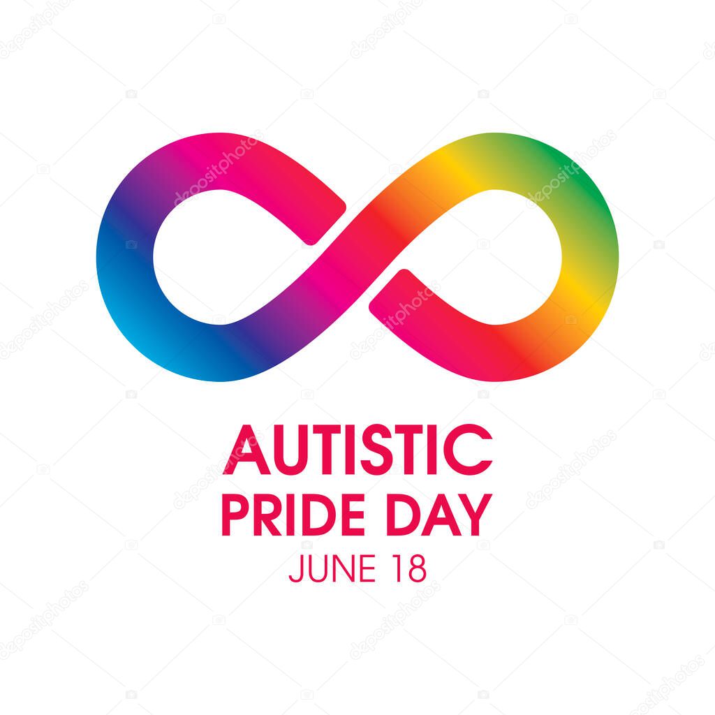 Autistic Pride Day vector. Autistic rainbow eight infinity symbol icon vector. Autistic Pride Day design element isolated on a white background. June 18. Important day