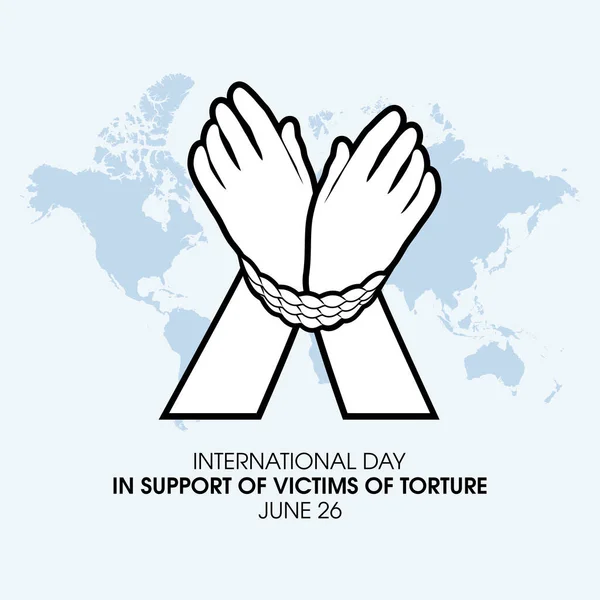 Día Internacional Apoyo Las Víctimas Del Vector Tortura Manos Atadas — Vector de stock