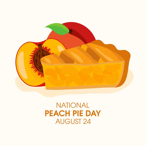 National Peach Pie Day Vector Rebanada Pastel Melocotón Vector Icono — Vector de stock
