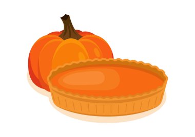 Tatlı balkabağı turtası hala yaşam ikonu taşıyıcısı. Beyaz arka planda izole edilmiş lezzetli kabak turtası ikonu vektörü. Mevsimlik sonbahar pastası çizimi