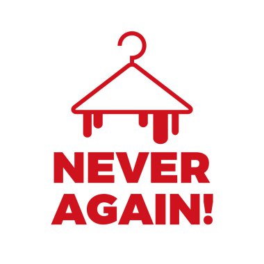 Never again lettering icon vector. US Abortion Rights Protests. Never again text with bloody coat hanger symbol isolated on a white background. Keep abortion legal symbol clipart
