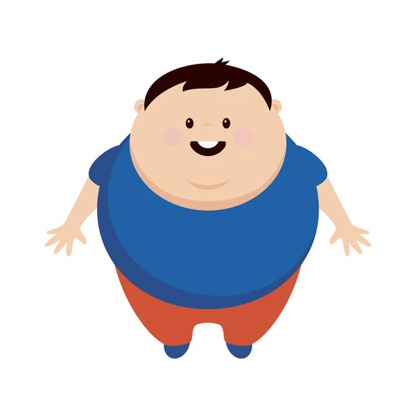 Smiling Fat Boy Icon Vector Funny Overweight Man Cartoon Character — Stock vektor