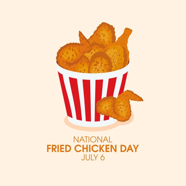 National Fried Chicken Day Vector Bucket Fried Chicken Pieces Vector — Stock Vector