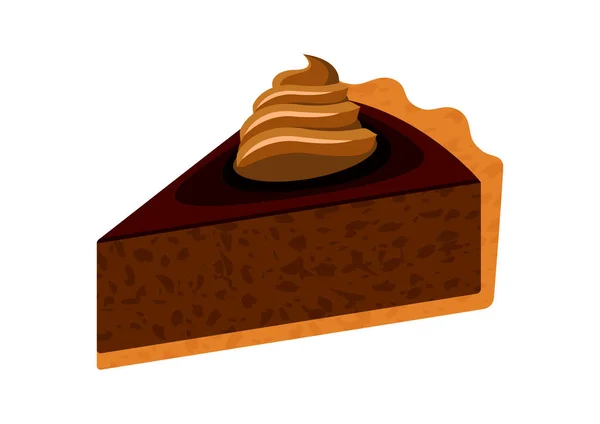 Brown Chocolate Cheesecake Whipped Cream Icon Vector Slice Chocolate Cake — 图库矢量图片