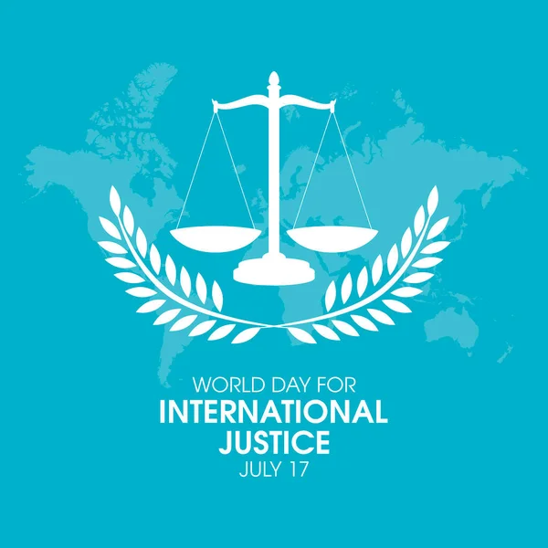 Nemzetközi Igazságszolgáltatás Világnapja Igazságügyi Súly Világtérkép Fehér Sziluett Ikon Vektor — Stock Vector
