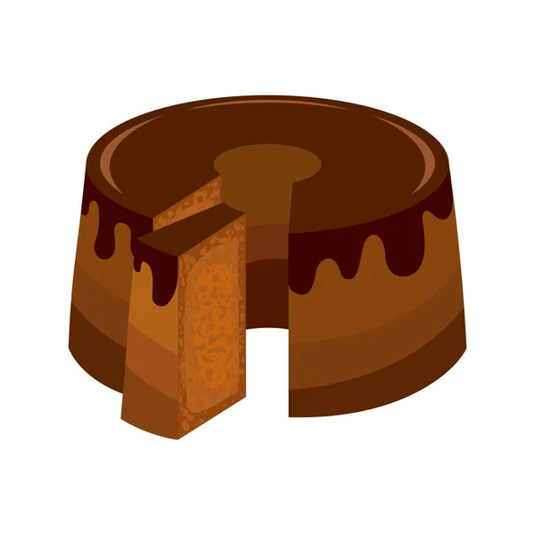 Chocolate Chiffon Cake Icon Vector Light Fluffy Brown Chiffon Cake — Vettoriale Stock